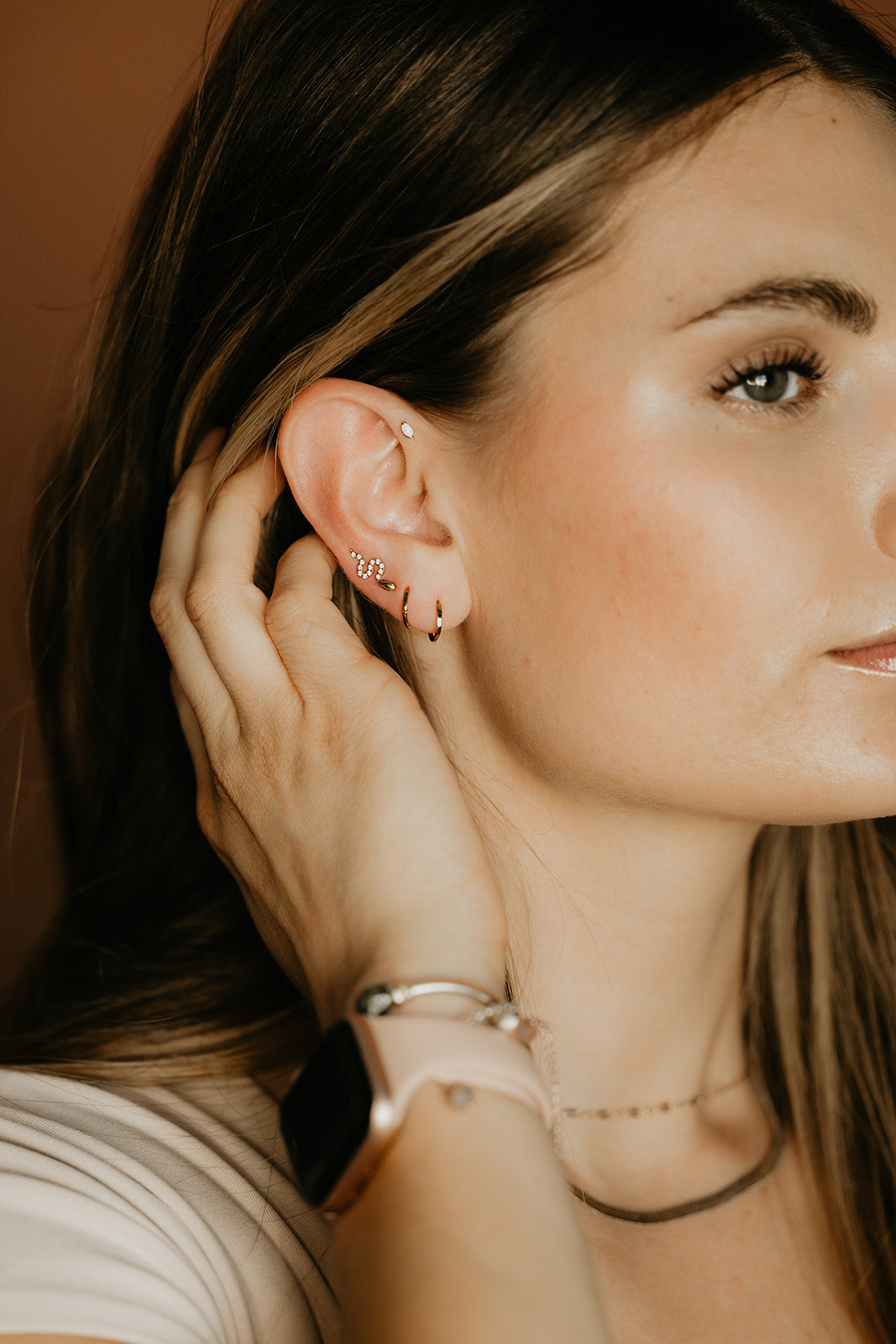 Diamond Snake Flat Back Stud